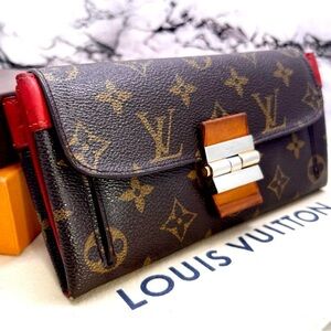 Louis Vuitton Brown and Red Monogram Wallet